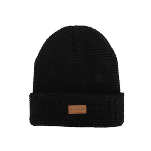 BLACK WAFFLE BEANIE