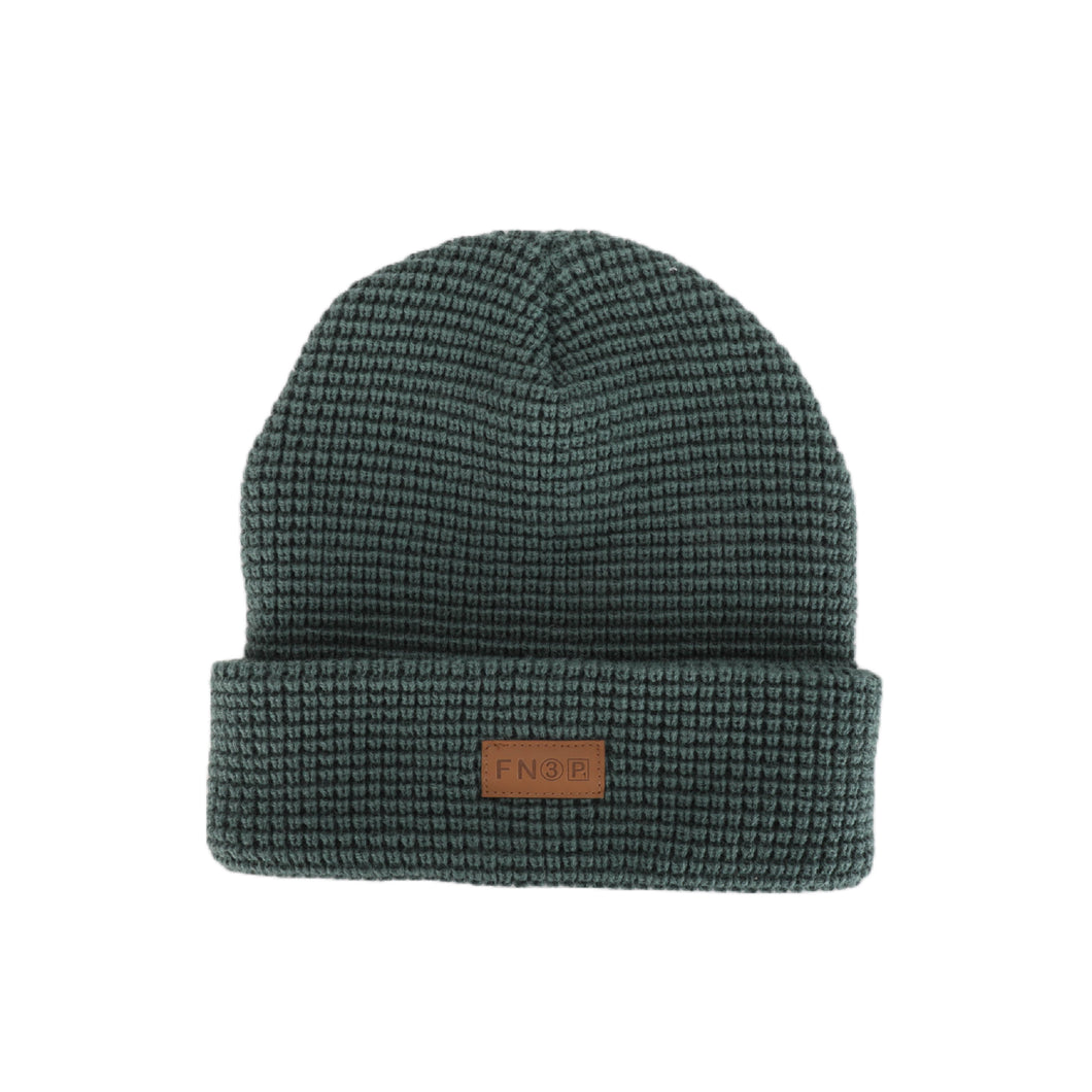 GREEN WAFFLE BEANIE